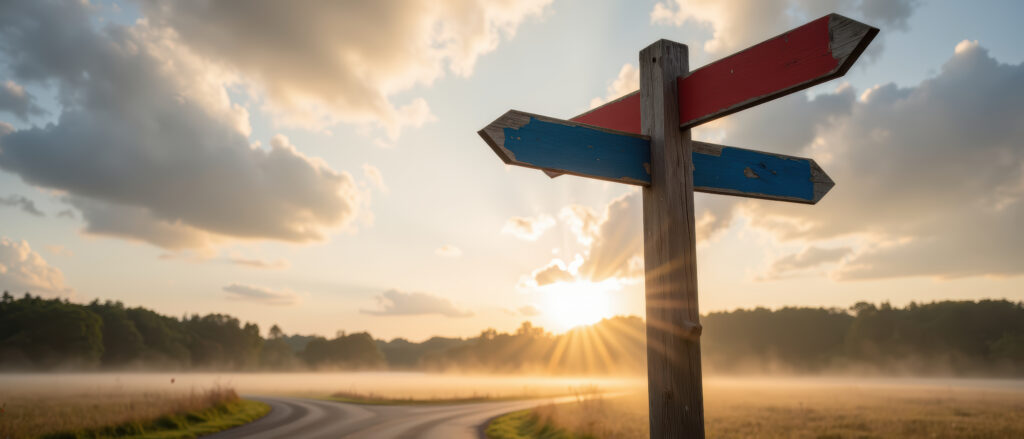 Richtungspfeile die zeigen, wohin die Wege führen